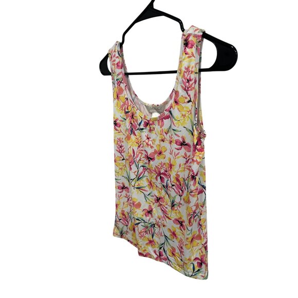 Jillian Nicole Womens Floral Tank Top White Pink Yellow Sleeveless Sz S - Picture 3 of 9